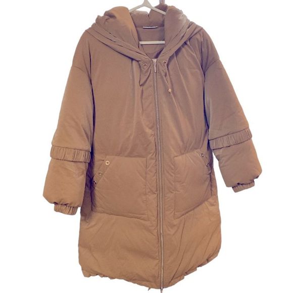 LIT Luxury Hooded Down Jacket with Drawstring Hem - Picture 1 of 8